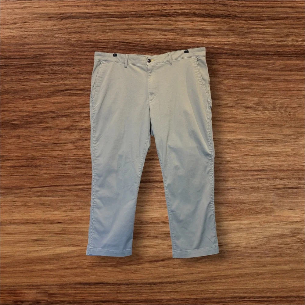 L.L.Bean Chino Classic Fit Pants Mens 42x29 Light Grey Coolmax Preppy Neutral - Picture 1 of 15
